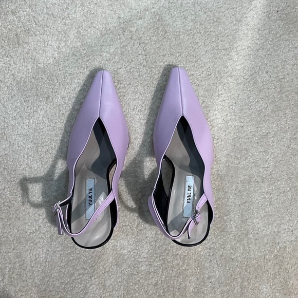 Yuul Yie Women’s Lilac Leather Sling Back Pumps - Picture 1 of 3